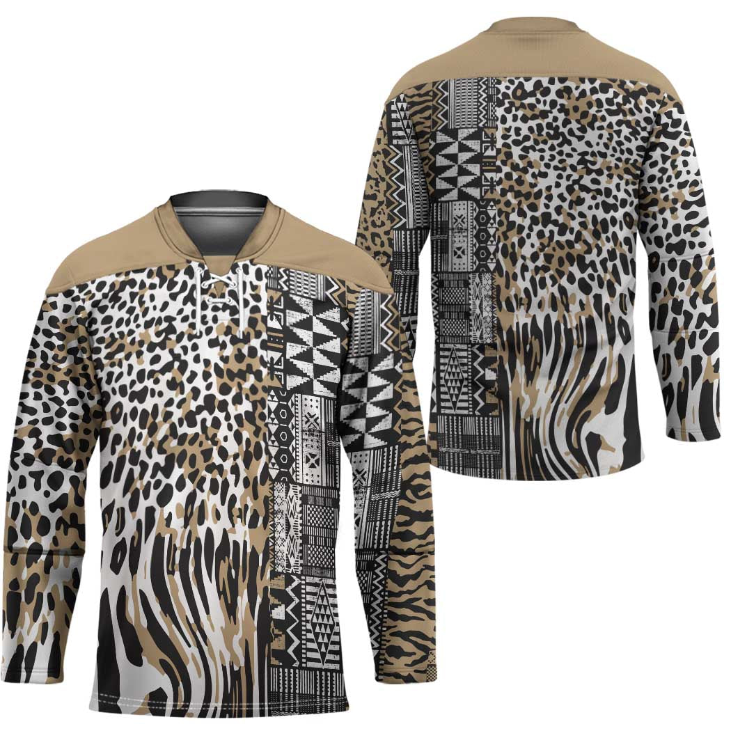 Africa Tribal Pattern Mixed Leopard Skin Hockey Jersey - Wonder Print Shop