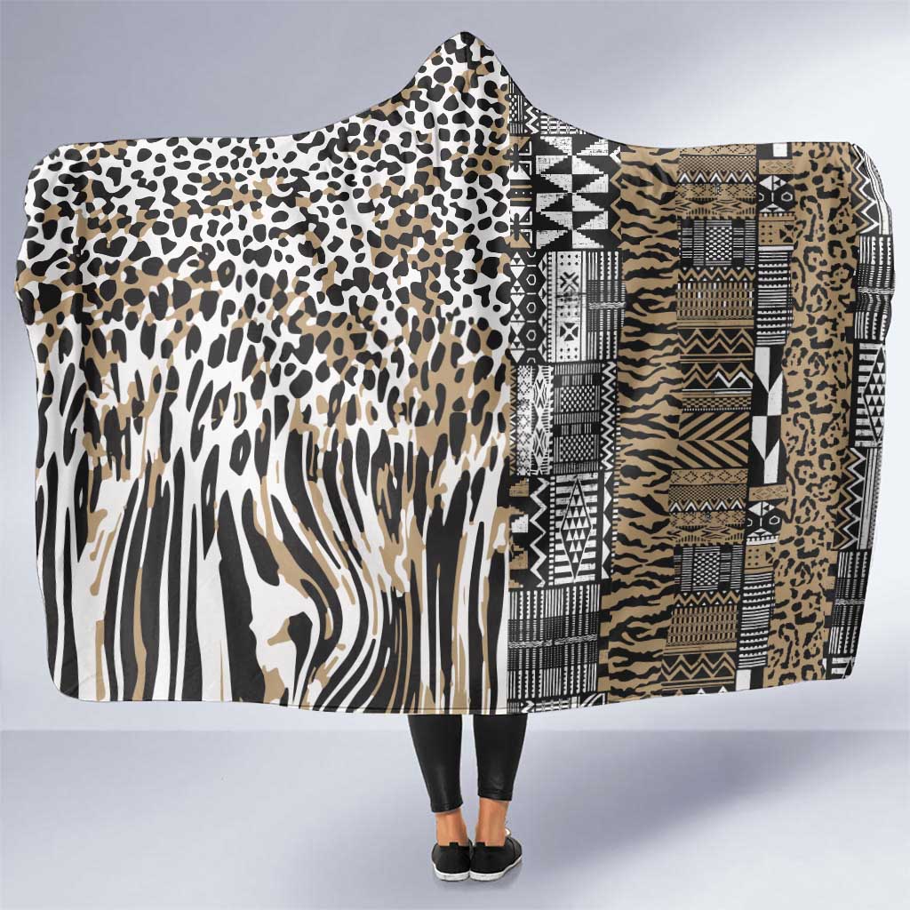 Africa Tribal Pattern Mixed Leopard Skin Hooded Blanket - Wonder Print Shop