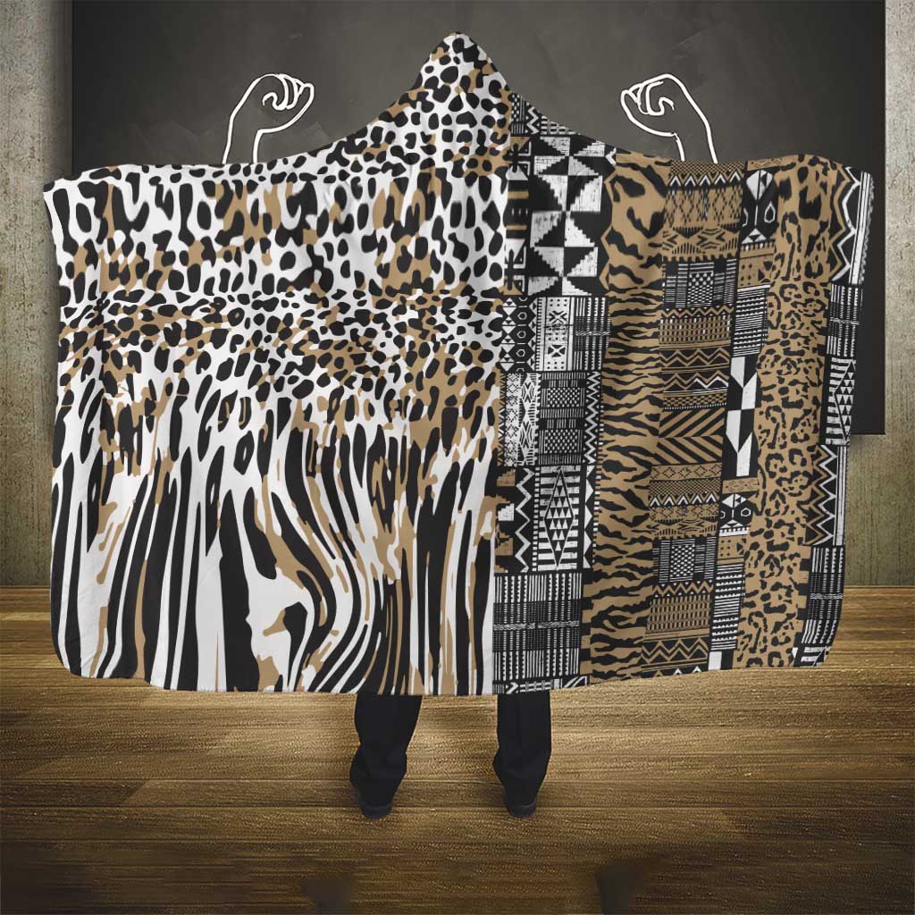 Africa Tribal Pattern Mixed Leopard Skin Hooded Blanket - Wonder Print Shop