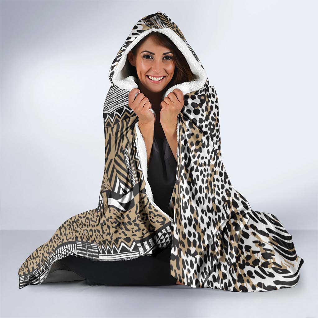 Africa Tribal Pattern Mixed Leopard Skin Hooded Blanket - Wonder Print Shop