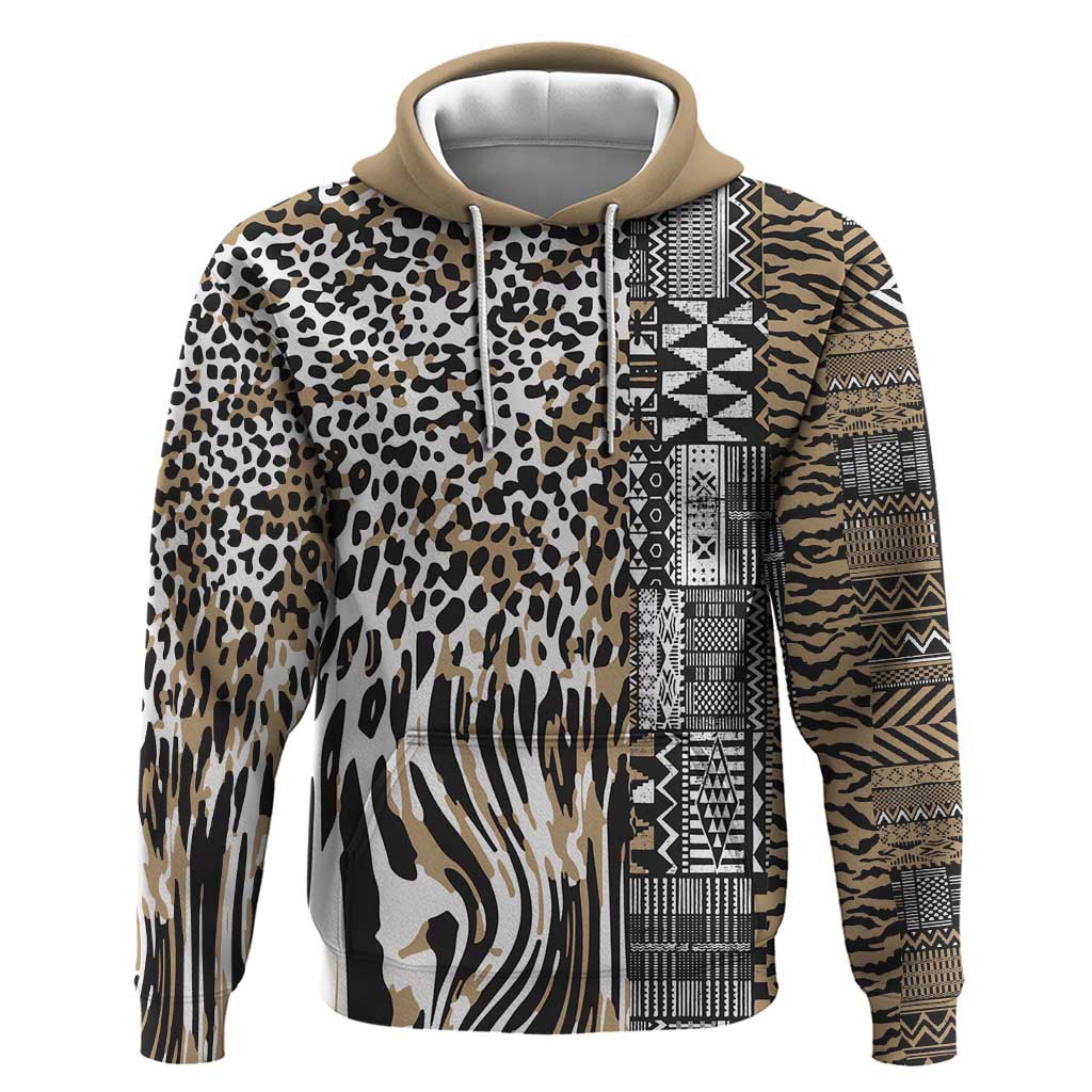 Africa Tribal Pattern Mixed Leopard Skin Hoodie - Wonder Print Shop