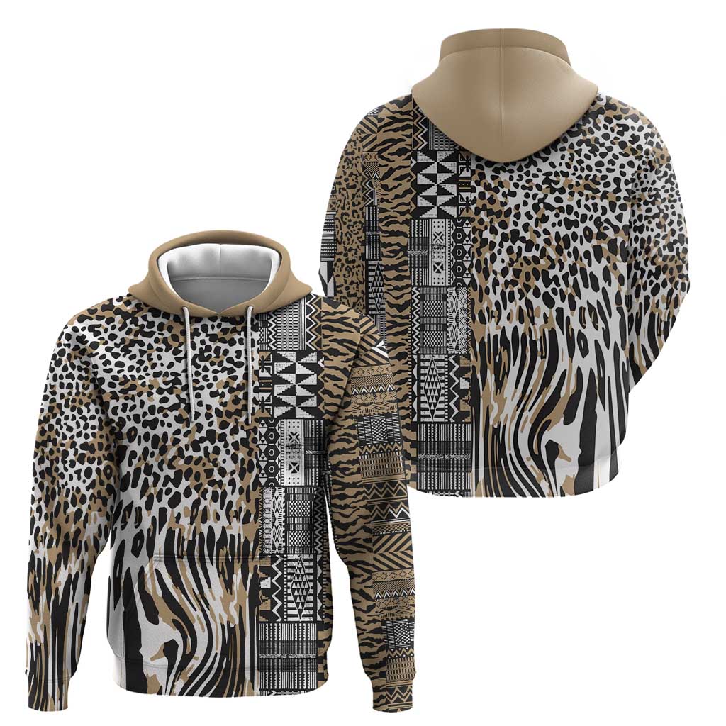 Africa Tribal Pattern Mixed Leopard Skin Hoodie - Wonder Print Shop