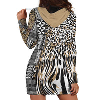 Africa Tribal Pattern Mixed Leopard Skin Hoodie Dress - Wonder Print Shop