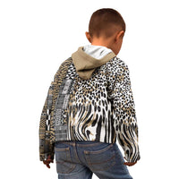 Africa Tribal Pattern Mixed Leopard Skin Kid Hoodie - Wonder Print Shop