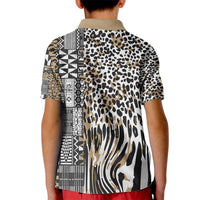 Africa Tribal Pattern Mixed Leopard Skin Kid Polo Shirt - Wonder Print Shop