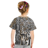 Africa Tribal Pattern Mixed Leopard Skin Kid T Shirt - Wonder Print Shop