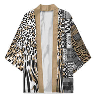 Africa Tribal Pattern Mixed Leopard Skin Kimono - Wonder Print Shop