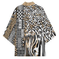 Africa Tribal Pattern Mixed Leopard Skin Kimono - Wonder Print Shop