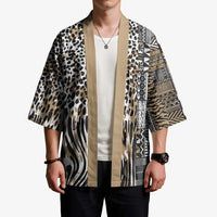 Africa Tribal Pattern Mixed Leopard Skin Kimono - Wonder Print Shop