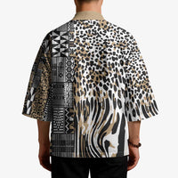 Africa Tribal Pattern Mixed Leopard Skin Kimono - Wonder Print Shop