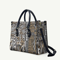 Africa Tribal Pattern Mixed Leopard Skin Leather Bag - Wonder Print Shop