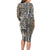 Africa Tribal Pattern Mixed Leopard Skin Long Sleeve Bodycon Dress - Wonder Print Shop