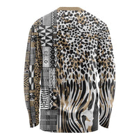 Africa Tribal Pattern Mixed Leopard Skin Long Sleeve Shirt - Wonder Print Shop