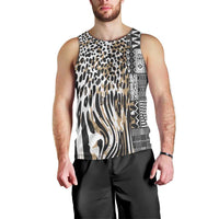 Africa Tribal Pattern Mixed Leopard Skin Men Tank Top - Wonder Print Shop