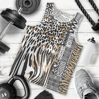 Africa Tribal Pattern Mixed Leopard Skin Men Tank Top - Wonder Print Shop