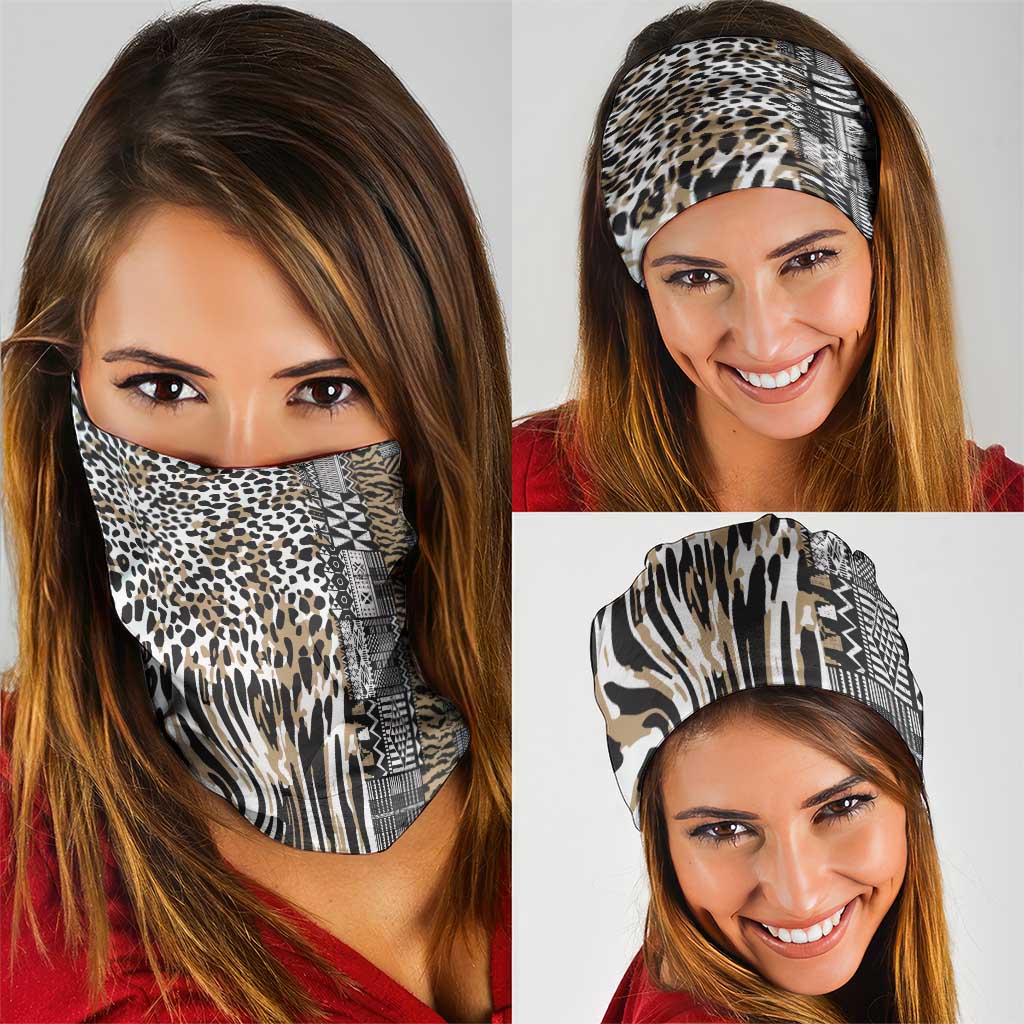Africa Tribal Pattern Mixed Leopard Skin Neck Gaiter - Wonder Print Shop