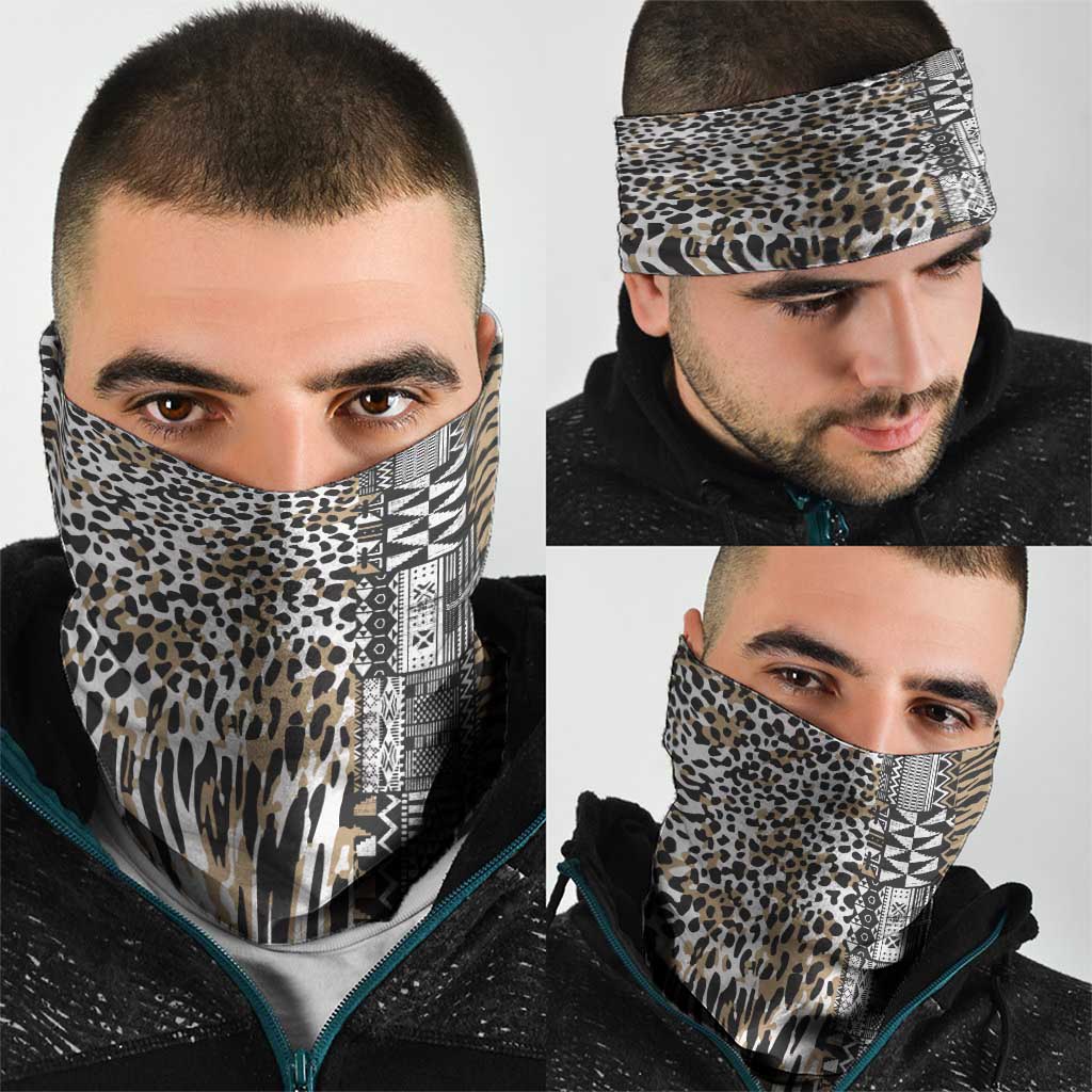 Africa Tribal Pattern Mixed Leopard Skin Neck Gaiter - Wonder Print Shop