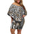 Africa Tribal Pattern Mixed Leopard Skin Off Shoulder Short Dress - Wonder Print Shop