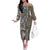 Africa Tribal Pattern Mixed Leopard Skin Off The Shoulder Long Sleeve Dress - Wonder Print Shop