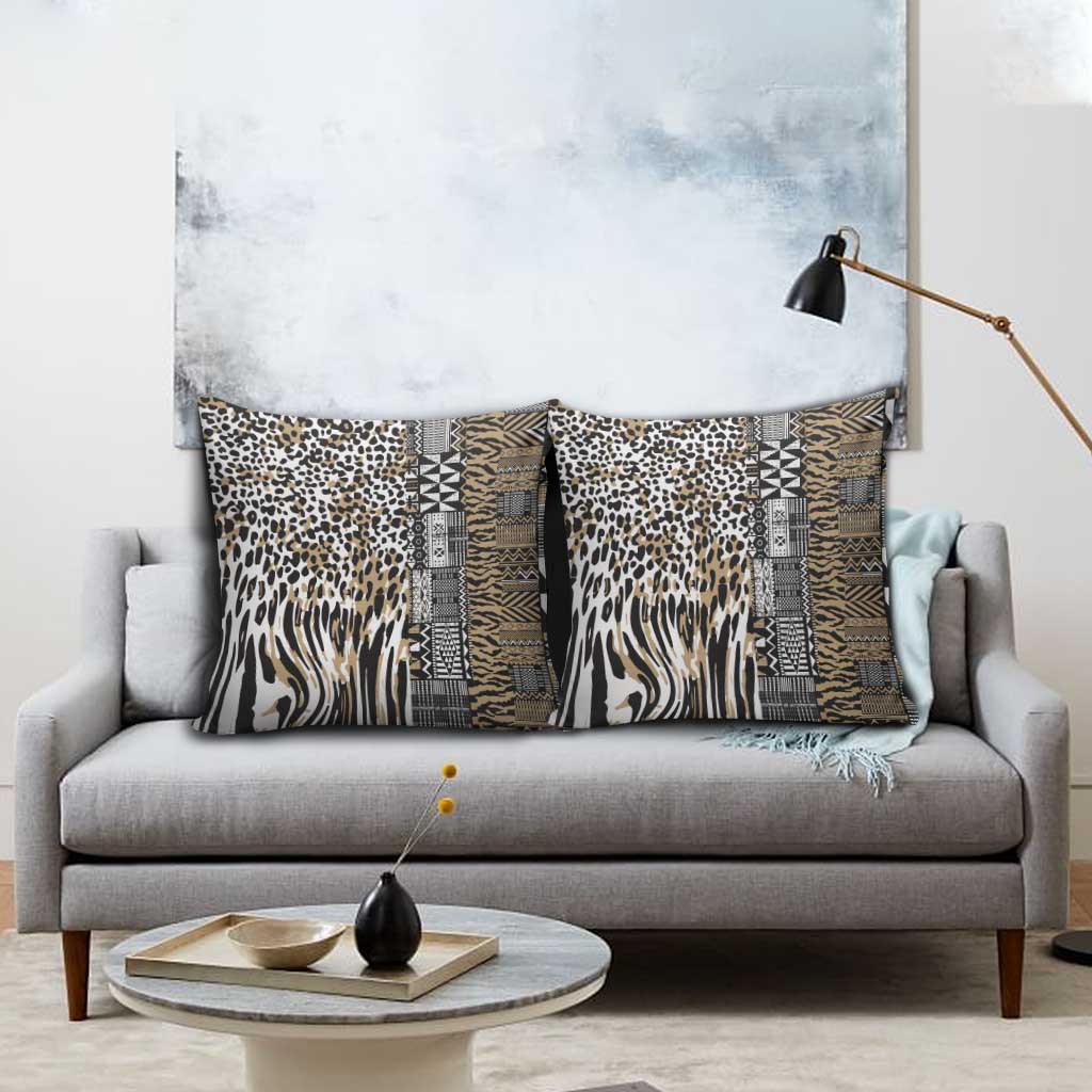 Africa Tribal Pattern Mixed Leopard Skin Pillow Cover - Wonder Print Shop