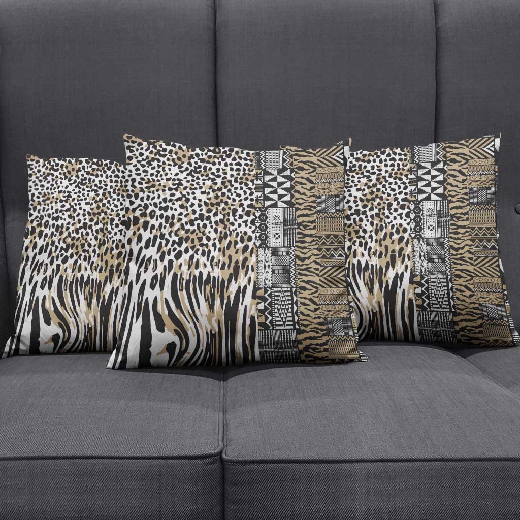 Africa Tribal Pattern Mixed Leopard Skin Pillow Cover - Wonder Print Shop