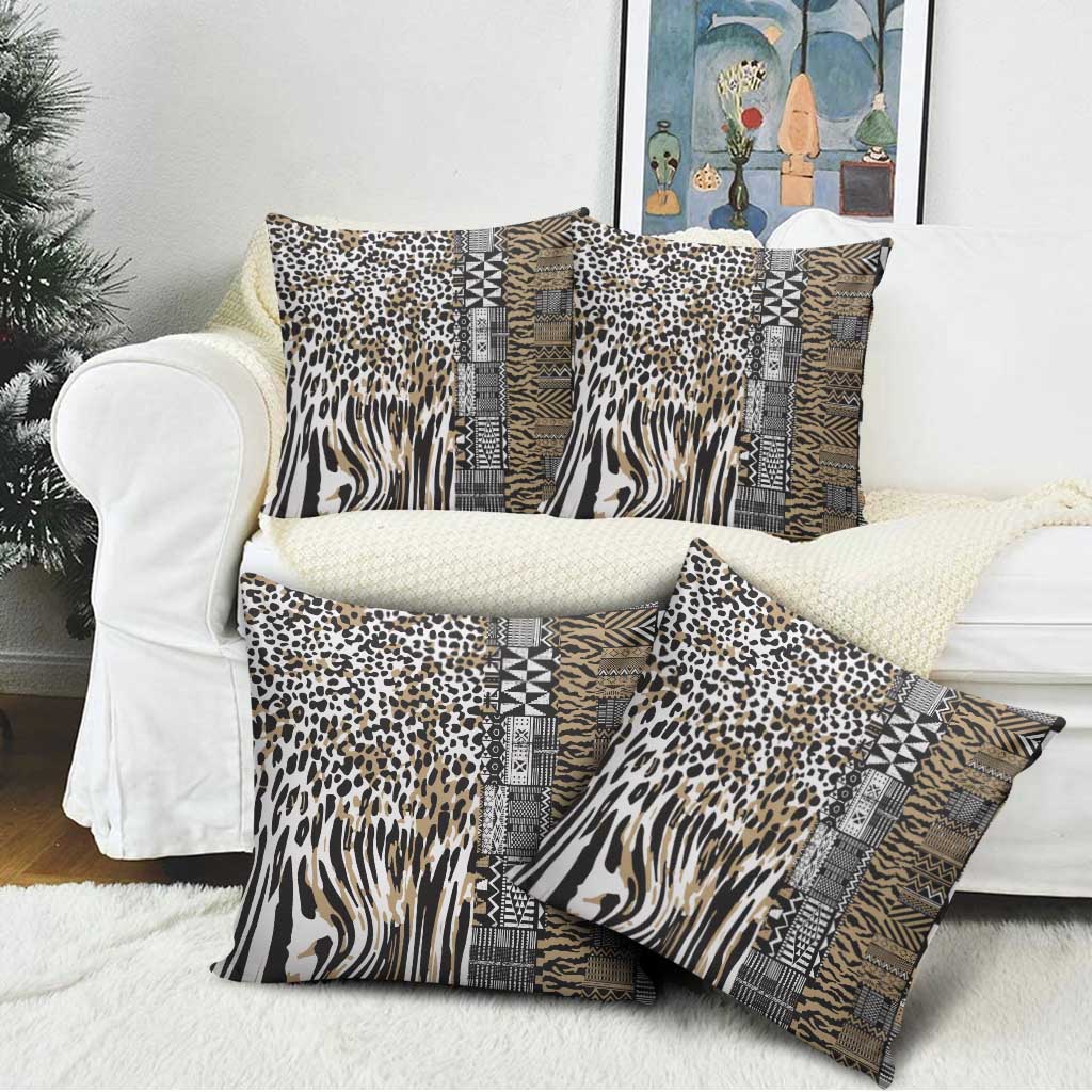 Africa Tribal Pattern Mixed Leopard Skin Pillow Cover - Wonder Print Shop
