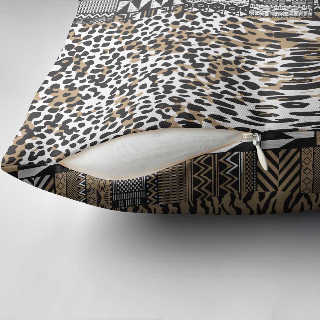 Africa Tribal Pattern Mixed Leopard Skin Pillow Cover - Wonder Print Shop