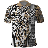 Africa Tribal Pattern Mixed Leopard Skin Polo Shirt - Wonder Print Shop