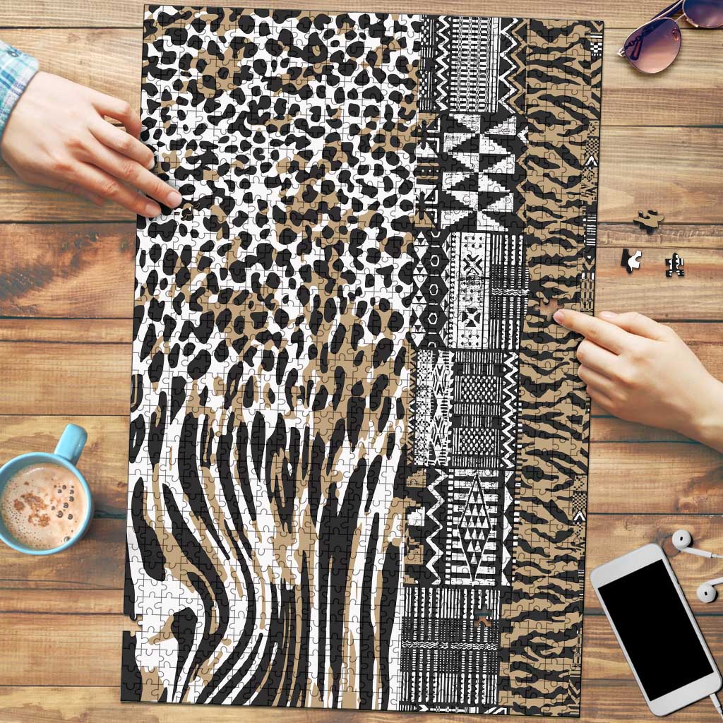 Africa Tribal Pattern Mixed Leopard Skin Puzzle - Wonder Print Shop