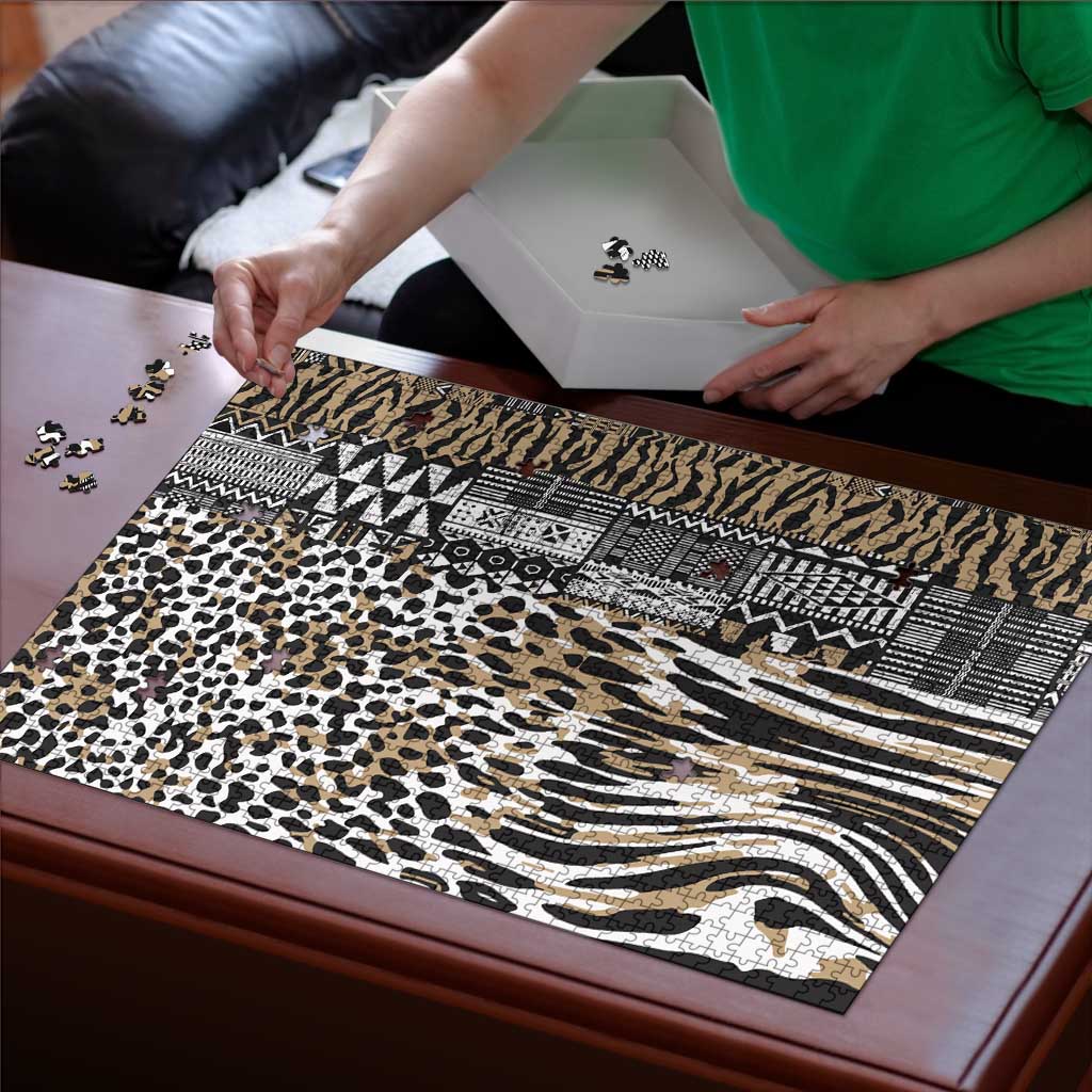 Africa Tribal Pattern Mixed Leopard Skin Puzzle - Wonder Print Shop