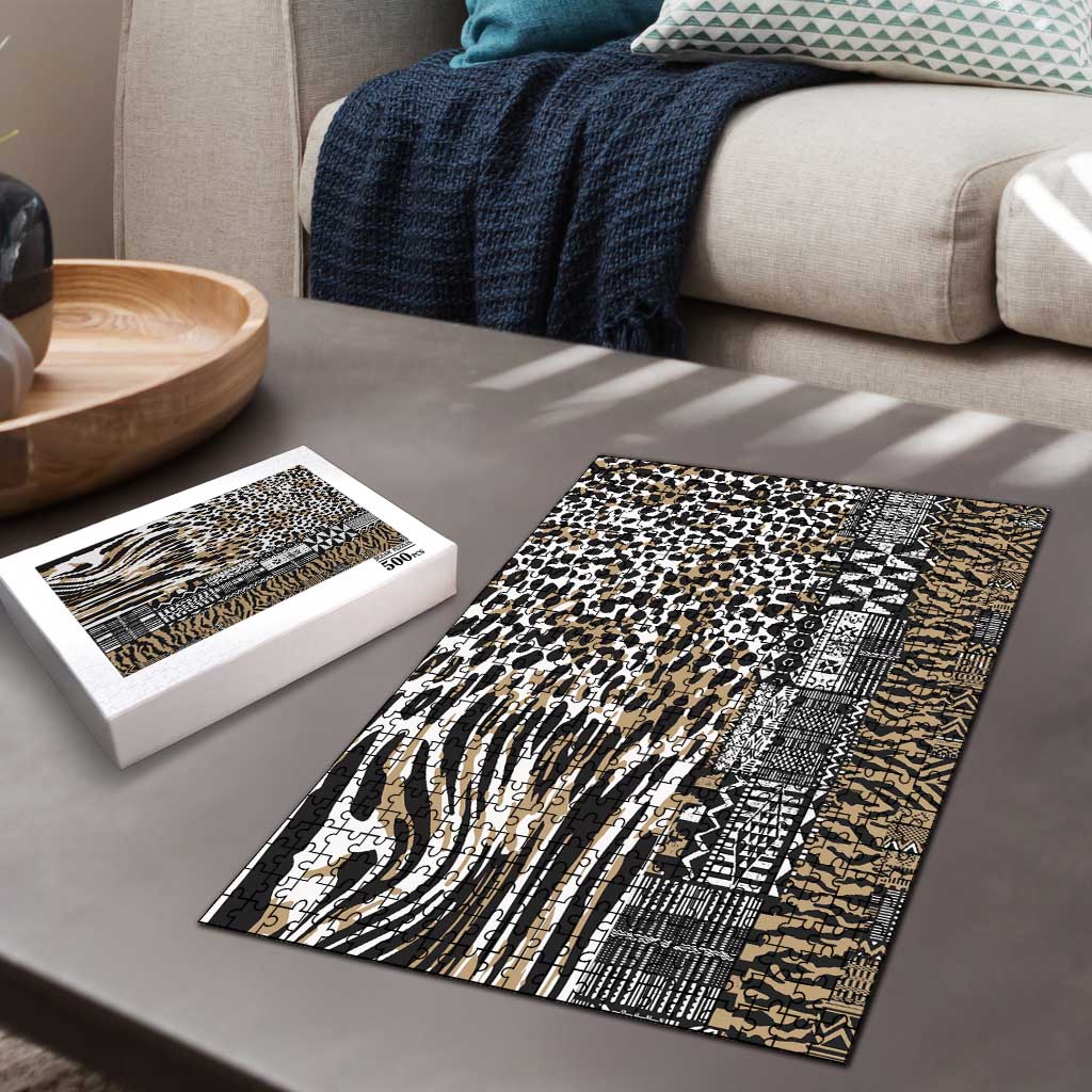 Africa Tribal Pattern Mixed Leopard Skin Puzzle - Wonder Print Shop