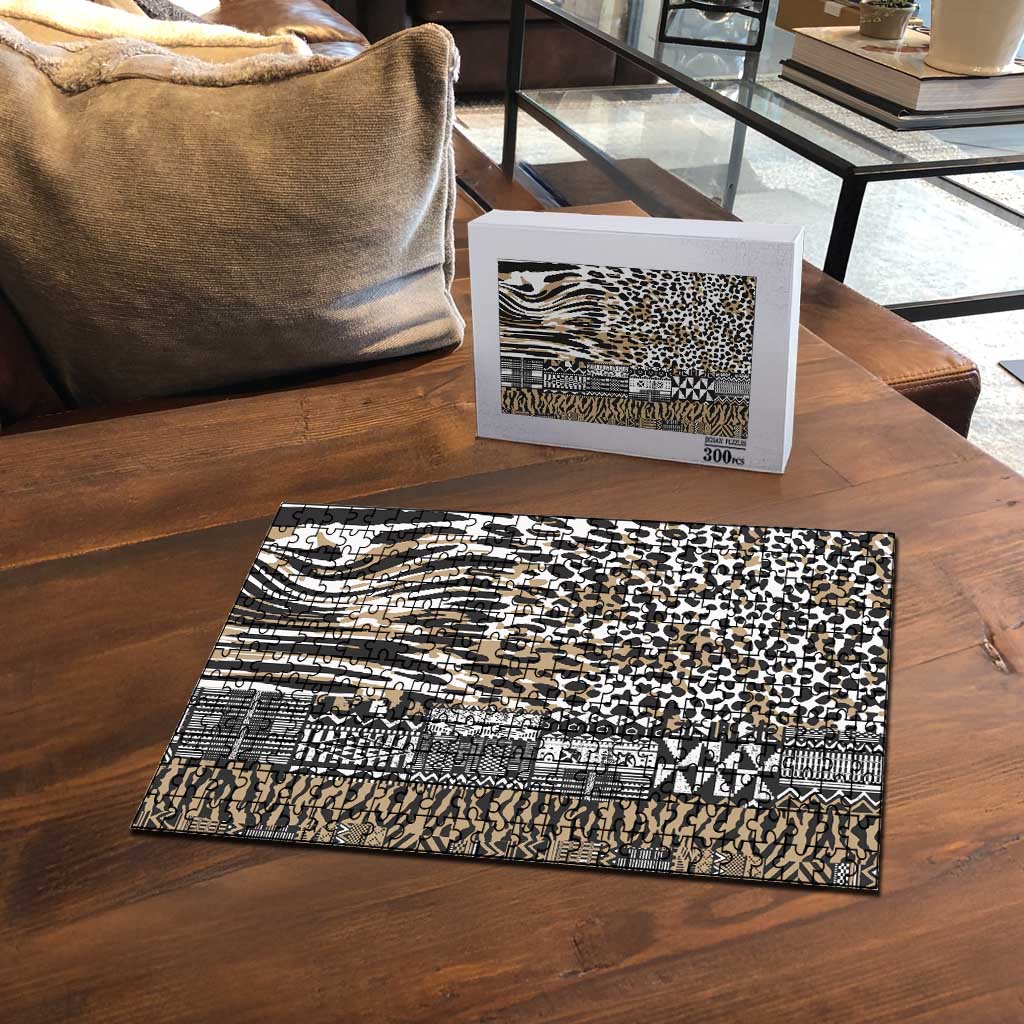Africa Tribal Pattern Mixed Leopard Skin Puzzle - Wonder Print Shop