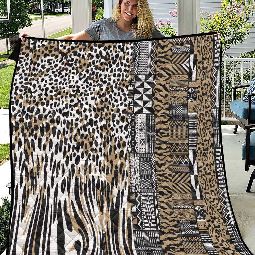 Africa Tribal Pattern Mixed Leopard Skin Quilt - Wonder Print Shop