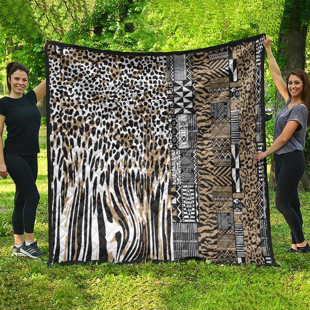 Africa Tribal Pattern Mixed Leopard Skin Quilt - Wonder Print Shop