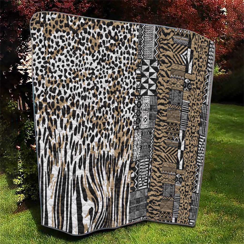 Africa Tribal Pattern Mixed Leopard Skin Quilt - Wonder Print Shop