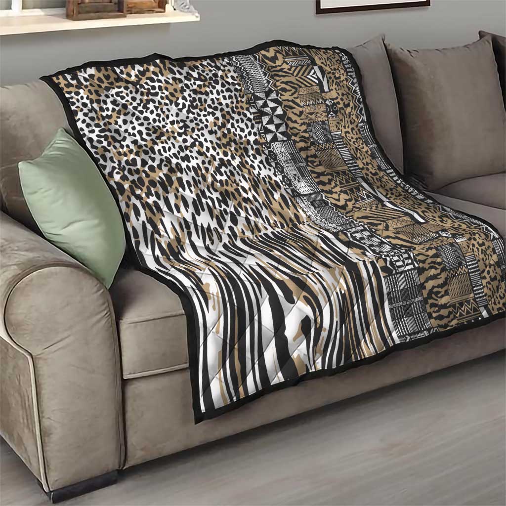 Africa Tribal Pattern Mixed Leopard Skin Quilt - Wonder Print Shop