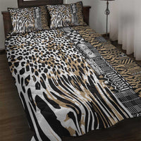 Africa Tribal Pattern Mixed Leopard Skin Quilt Bed Set - Wonder Print Shop