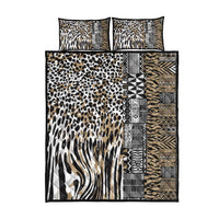 Africa Tribal Pattern Mixed Leopard Skin Quilt Bed Set - Wonder Print Shop