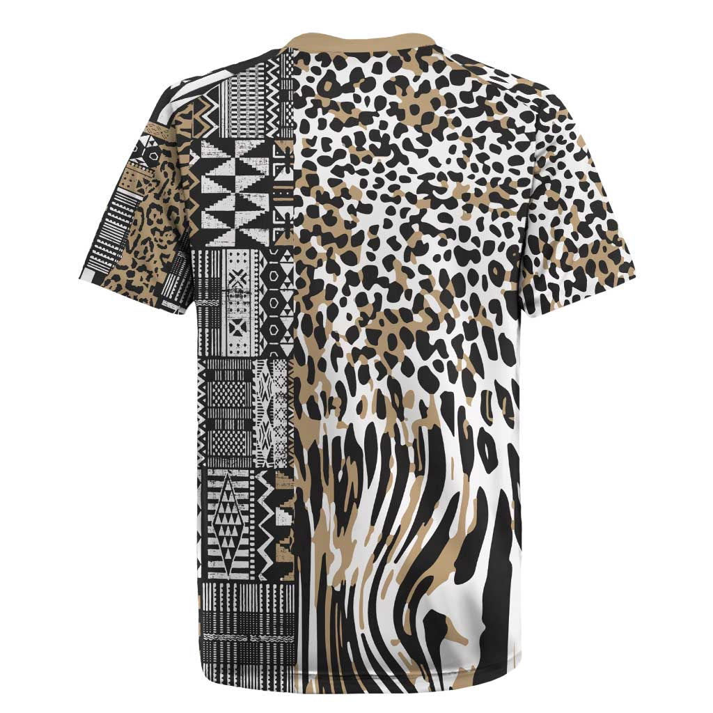 Africa Tribal Pattern Mixed Leopard Skin Rugby Jersey - Wonder Print Shop