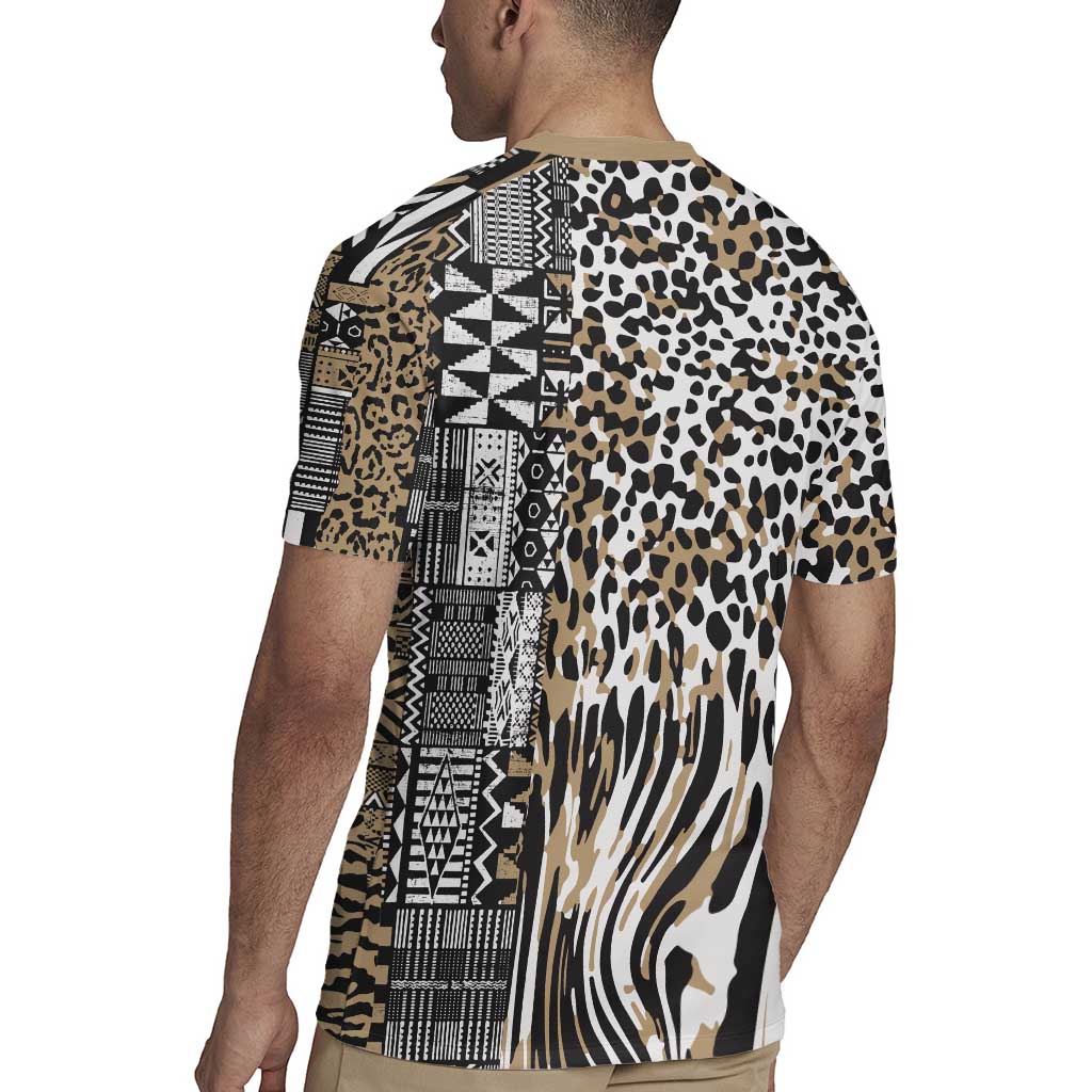 Africa Tribal Pattern Mixed Leopard Skin Rugby Jersey - Wonder Print Shop