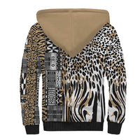 Africa Tribal Pattern Mixed Leopard Skin Sherpa Hoodie - Wonder Print Shop
