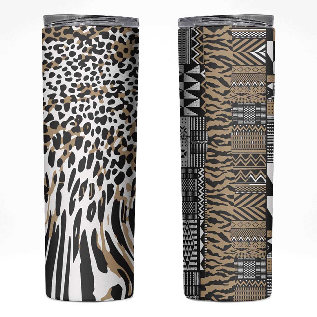 Africa Tribal Pattern Mixed Leopard Skin Skinny Tumbler - Wonder Print Shop