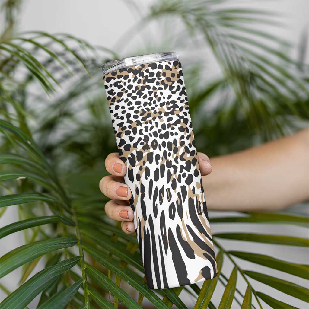 Africa Tribal Pattern Mixed Leopard Skin Skinny Tumbler - Wonder Print Shop