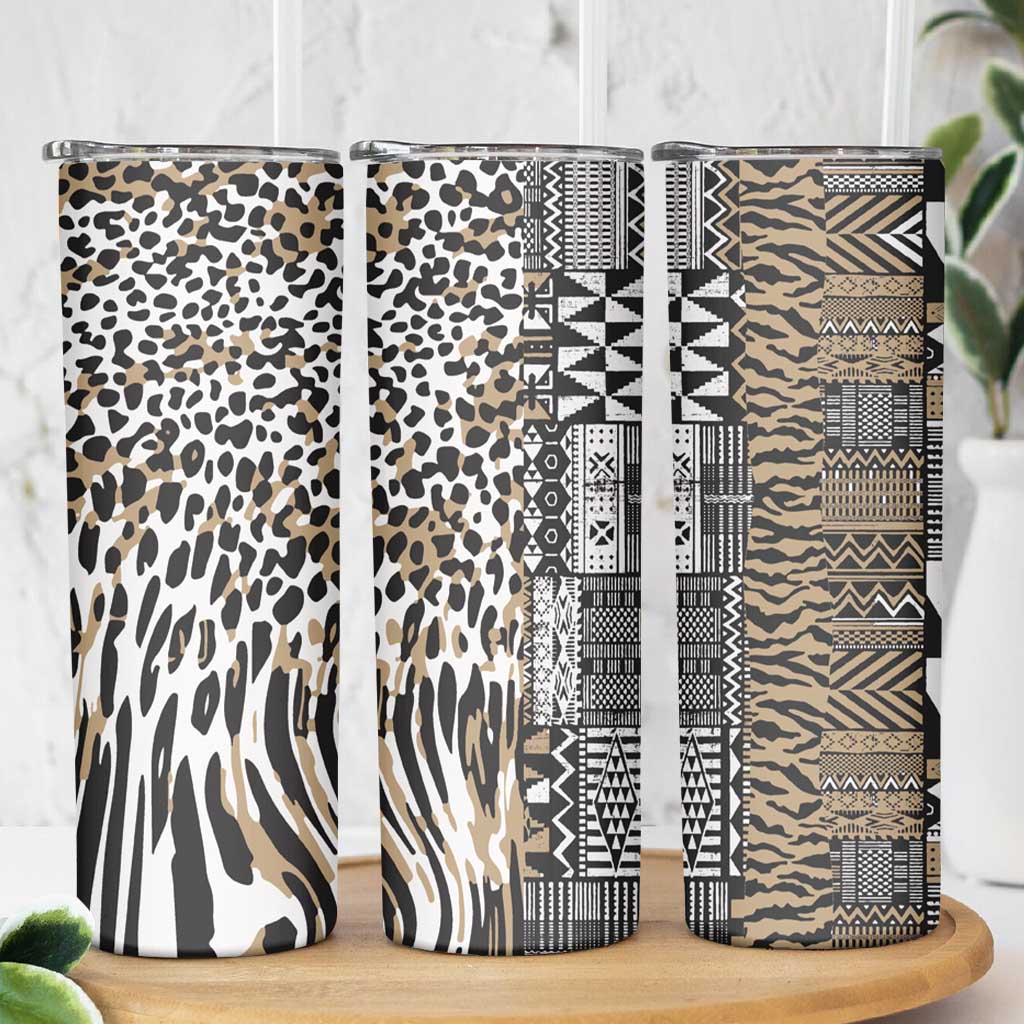 Africa Tribal Pattern Mixed Leopard Skin Skinny Tumbler - Wonder Print Shop