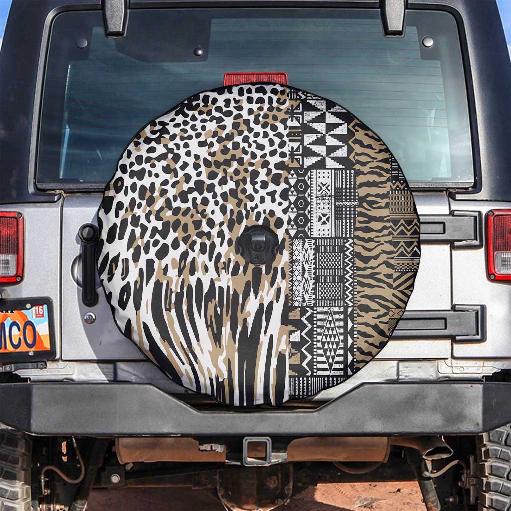 Africa Tribal Pattern Mixed Leopard Skin Spare Tire Cover - Wonder Print Shop