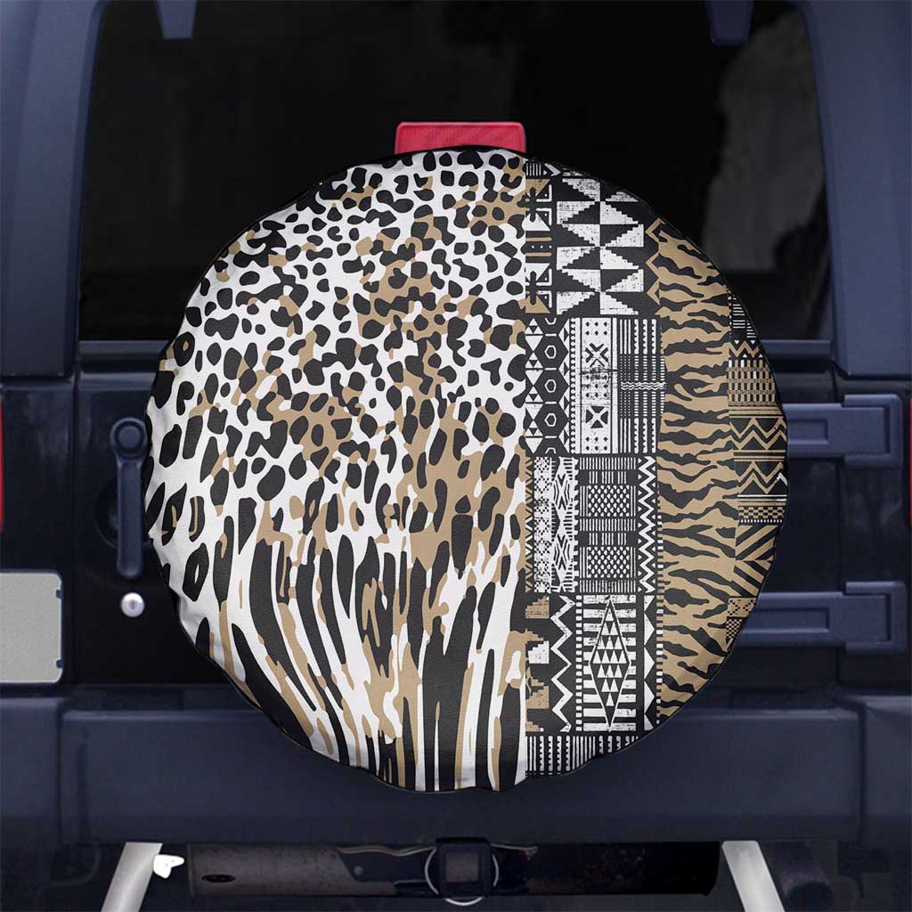 Africa Tribal Pattern Mixed Leopard Skin Spare Tire Cover - Wonder Print Shop