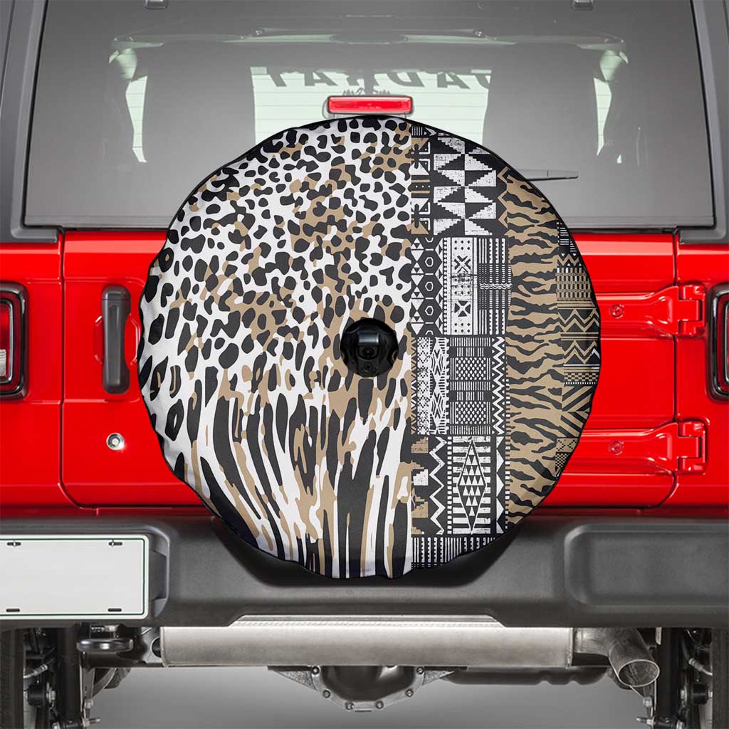 Africa Tribal Pattern Mixed Leopard Skin Spare Tire Cover - Wonder Print Shop