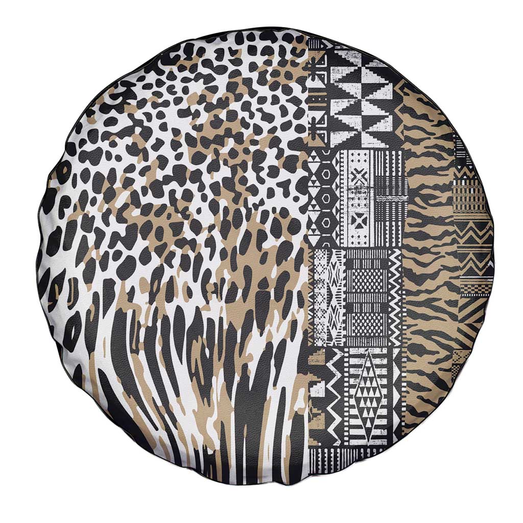 Africa Tribal Pattern Mixed Leopard Skin Spare Tire Cover - Wonder Print Shop
