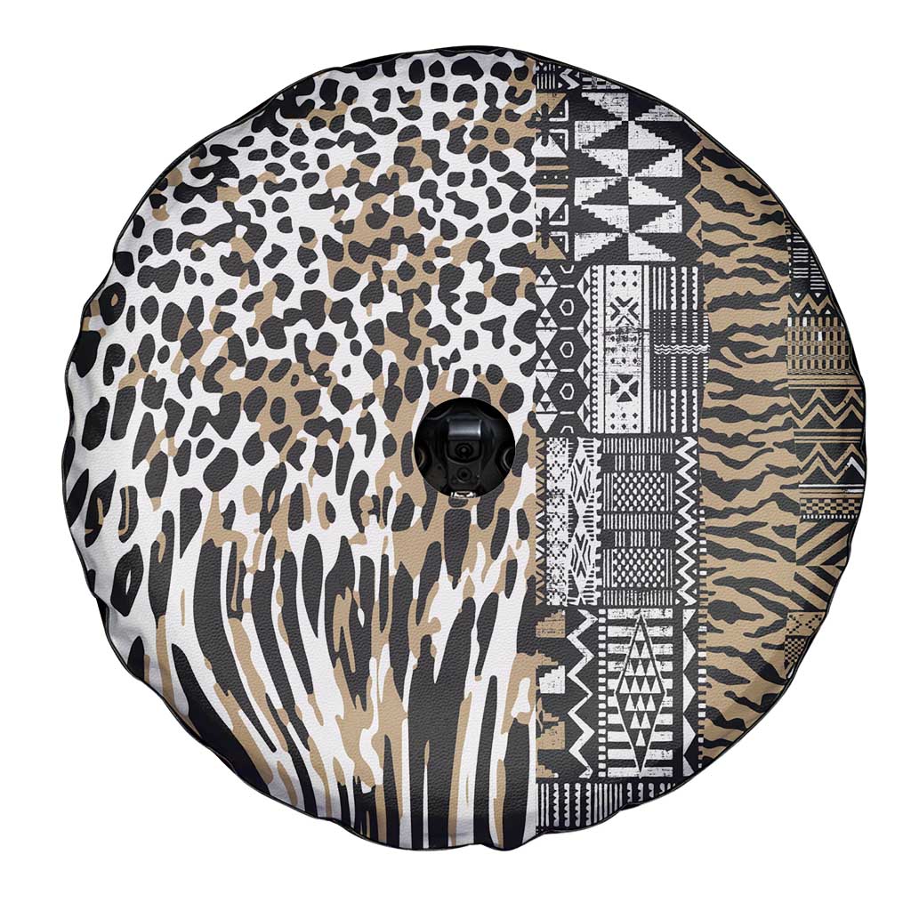 Africa Tribal Pattern Mixed Leopard Skin Spare Tire Cover - Wonder Print Shop