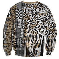 Africa Tribal Pattern Mixed Leopard Skin Sweatshirt - Wonder Print Shop